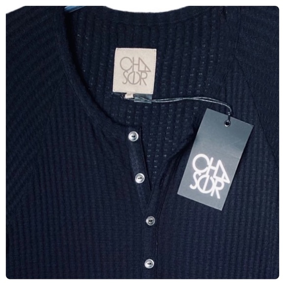 CHASER - LONG SLEEVE 1/4 BUTTON HENLEY DRAWSTRING WAIST TEE - M - NWT - Picture 7 of 14